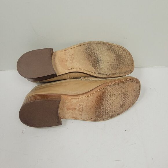 Vintage Coach Made in Italy Soft Beige Leather Loafer Flar Size 7.5 - Picture 8 of 9
